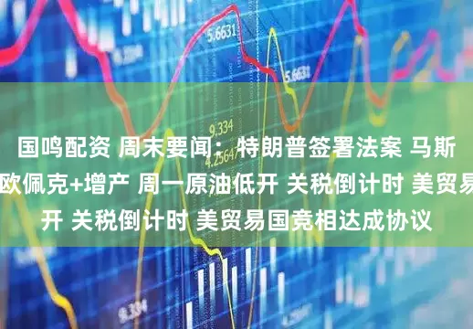国鸣配资 周末要闻：特朗普签署法案 马斯克欲成立美国党 欧佩克+增产 周一原油低开 关税倒计时 美贸易国竞相达成协议